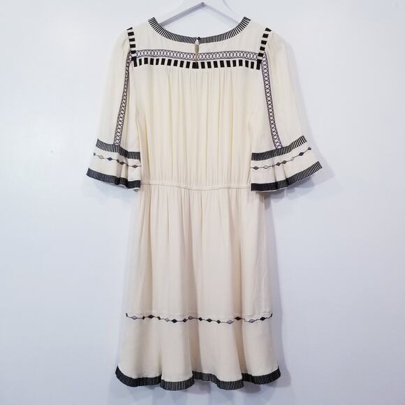 Ba&sh Cream Embroidered Bell Sleeves Lady Dress - Picture 4 of 13